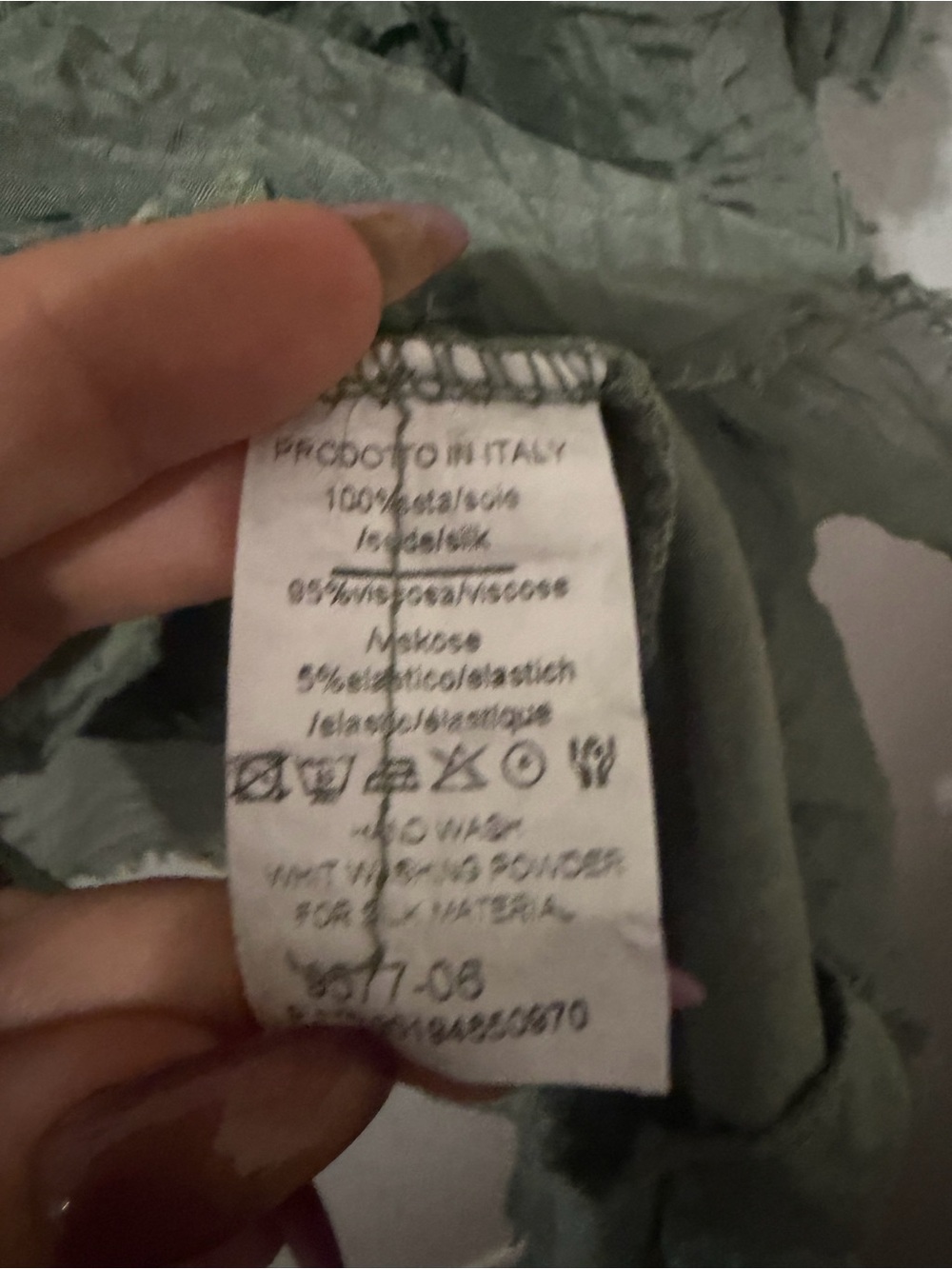 Meo Meli Layered Ruffle Sleeveless Italian Silk Tunic - Sage Green - Picture 7 of 7